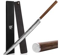 YOUSUNLONG Couteau Sakimaru Ultra Yanagiba de 590 mm - Lame japonaise en acier damassé à marteau - Couteau de chef adapté à la découpe de gros saumons de thon maguro - Manche en noyer naturel