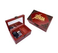 Youtang Bijoux Boîte à musique avec miroir Boîte à musique en bois sculpté Boîte-cadeau à remonter (Mélodie : Chant des tempêtes d'Ocarina of Time, mouvement en argent)