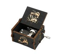 Youtang Boîte à musique à manivelle en bois sculpté Château dans le ciel, cadeau musical, joue "Carrying You", Noir