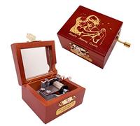Youtang Boîte à musique à manivelle en bois sculpté Château Howl's Cadeau pour Noël, anniversaire, Saint Valentin (vin rouge-tourbillon-howl&Sophie-Argent)