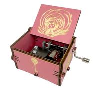 Youtang Boîte à musique Coraline en bois gravée Cadeaux Mini boîte musicale Joue le rêve pour anniversaire/Saint-Valentin/Noël (manivelle, rose)