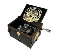 Youtang Boîte à musique Coraline en bois gravée Cadeaux mini boîte musicale Joue le rêve pour anniversaire/Saint-Valentin/Noël (manivelle, Noir)