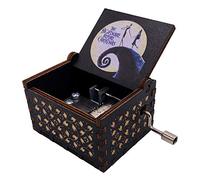 Youtang Christmas Boîte à Musique Peinte à manivelle en Bois sculpté Cadeaux musicaux pour Les Anniversaire, Saint Valentin, fête des mères, Jouer C'est Halloween(Blanc/Noir)