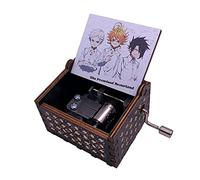 Youtang The Promised Neverland Boîte à musique en bois gravée avec mini manivelle pour Noël, cadeau d'anniversaire, image 1