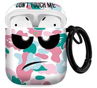 Youtec Coque pour AirPods Don't Touch Me avec porte-clés - Souple et mignonne - Résistante aux chocs - Pour homme et femme - Compatible avec boîtier de chargement AirPods 2/1 - Rose