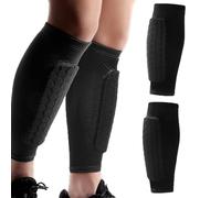 Youth Soccer Shin Guards, Shin Defender, Calf Compression Sleeve with Honeycomb Pads, Lightweight Calf Protective Gear for Football Soccer (Black,L)