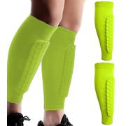 Youth Soccer Shin Guards, Shin Defender, Calf Compression Sleeve with Honeycomb Pads, Lightweight Calf Protective Gear for Football Soccer (Green,L)