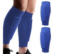 Youth Soccer Shin Guards, Shin Defender, Calf Compression Sleeve with Honeycomb Pads, Lightweight Calf Protective Gear for Football Soccer (Blue,M)