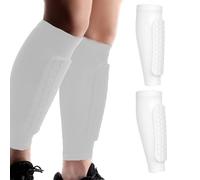 Youth Soccer Shin Guards, Shin Defender, Calf Compression Sleeve with Honeycomb Pads, Lightweight Calf Protective Gear for Football Soccer (White,XS)