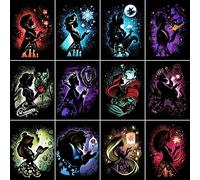 Youtheart Diamond Art Princesses Lot de 12 kits de broderie au point de croix Motif méchants Taille unique