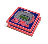 YouTheFan StadiumView NCAA Mississippi Rebels Vaught Hemingway Stadium Dessous-de-Verre 3D Couleurs de l'équipe 10,2 cm