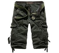 Youthful flying Homme Cargo Shorts avec Multi-Poches Pantacourt Bermuda été Pantalon Jogging Été Pantalon Court(Size:40W,Color:Green)