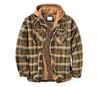 Youthful flying Hommes Veste de Bûcheron à Capuche Chemise Polaire Matelassée Chemise à Carreaux Hiver Veste de Travail(Size:5XL,Color:F)