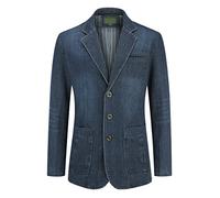 YOUTHUP Blazer Homme Nouveau Casual Veste en Jean Denim Loose Costume Affaires Blazer Veste Manteaux Mens Cowboy Suit Jacket Coat, Bleu Foncé, L