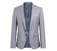 YOUTHUP Blazer Homme Slim Fit Formel avec Deux Boutons Classqiue Veste Couleur Unie Mariage d'affaires Bal, Gris Clair, S