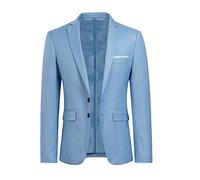 YOUTHUP Blazer Homme Slim Fit Formel avec Deux Boutons Classqiue Veste Couleur Unie Mariage d'affaires Bal, Bleu Clair, XL