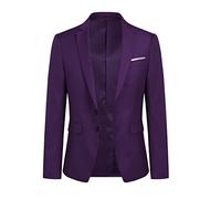 YOUTHUP Blazer Homme Slim Fit Formel avec Deux Boutons Classqiue Veste Couleur Unie Mariage d'affaires Bal, Violet, XL