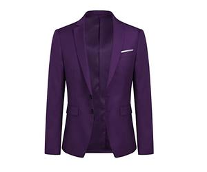 YOUTHUP Blazer Homme Slim Fit Formel avec Deux Boutons Classqiue Veste Couleur Unie Mariage d'affaires Bal, Violet, L