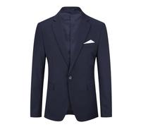 YOUTHUP Blazer Homme Slim Fit Un Bouton Veston Blazer Casual Couleur Unie Veste Mariage Business Soirée, Bleu Marine, XL