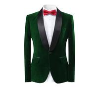 YOUTHUP Blazer Homme Slim Fit Veste de Costume 1 Boutons Velours Col Châle Mariage Costume Formel Veston Vert S