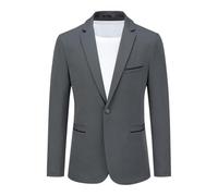YOUTHUP Blazer Homme Veste de Costume Slim Fit Un Bouton Veston Elégant Formel Casual décontracté Business Soirée, Gris, XL
