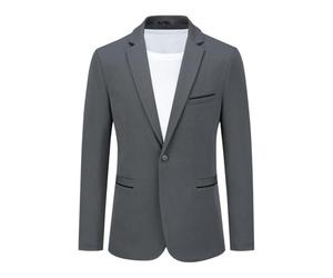 YOUTHUP Blazer Homme Veste de Costume Slim Fit Un Bouton Veston Elégant Formel Casual décontracté Business Soirée, Gris, S