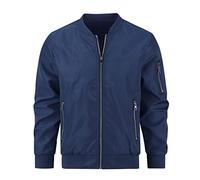 YOUTHUP Blouson Homme Veste Imperméable Décontracté Jacket Printemps été de Couleur Unie Col Debout Bleu S