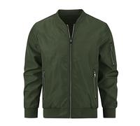 YOUTHUP Blouson Homme Veste Imperméable Décontracté Jacket Printemps été de Couleur Unie Col Debout Vert XS