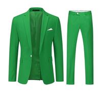 YOUTHUP Costume Homme 2 Pièces Revers Cranté Un Bouton Slim Fit Mariage Smoking Formel Business Couleur Unie Vert XXL
