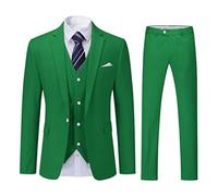 YOUTHUP Costume Homme 3 Pièces Mariage Business Slim Fit Smoking Un Bouton Formel Blazer Veste Gilet et Pantalon, Vert, M