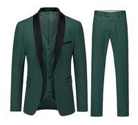 YOUTHUP Costume Homme 3 Pièces Un Bouton Coupe Ajustée Col Châle pour Mariage Dîner Smoking Veste Gilet Pantalons Vert M