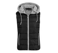 YOUTHUP Gilet Femme Hiver Casual Chaud Gilet à Capuche Ultra Légère Gilet sans Manche Zippée, Noir, XS