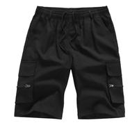 YOUTHUP Short Cargo Homme Été Pantalon Court Sport Décontracté Bermudas Respirant Taille Elastique, Noir, M