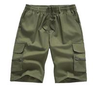 YOUTHUP Short Cargo Homme Été Pantalon Court Sport Décontracté Bermudas Respirant Taille Elastique, Vert Militaire, S