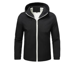 YOUTHUP Veste Homme à Capuche Col Montant Léger Blouson Imperméable Coupe Vent Jacket Casual Zippé avec Poches Outdoor Sport Noir M