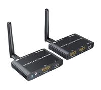 YOUTINGHDADV Émetteur et récepteur KVM HDMI sans fil 200m, HDMI USB KVM extender 1PC 2 moniteurs, souris et clavier divisés, sortie en boucle, 1080P @ 60Hz, 2 câbles USB