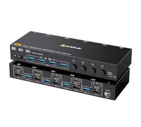YOUTINGHDAV Commutateur KVM 4 PC 2 moniteurs HDMI Displayport 8K @ 60Hz 4K @ 144Hz, USB 3.0 KVM Switch Dual Monitor pour 4 PC partagent clavier, souris et imprimante, avec télécommande filaire