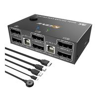 YOUTINGHDAV Commutateur KVM USB 3.0 2 PC 3 moniteurs 8K @ 60Hz 4K @ 144Hz, commutateur KVM triple moniteur 2 ports d'affichage + 1 HDMI pour 2 pièces PC, 4 périphériques USB, clavier, avec