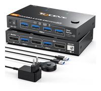 YOUTINGHDAV KVM Switch 2 PC 1 Moniteur DP 4K @ 144Hz, USB 3.0 KVM Switch Displayport 2.1 pièces 4 ports USB 3.0 Clavier Souris, 8K @ 60Hz, 4K @ 240Hz, Wired Remote(8K DP 2 in 1 out KVM)