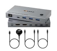 YOUTINGHDAV KVM Switch 2 PC 2 Moniteurs USB C, USB 3.0 KVM Switch Dual Monitor HDMI 4K@60Hz for 2 Laptops, MST, 80W PD, Wired Remote(4K USB-C HD 2 in 2 out KVM)