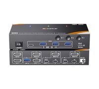 YOUTINGHDAV KVM Switch 3 PC 2 Monitor USB-C HDMI, USB 3.0 Dual Monitor Switch KVM pour 2 Laptops 1 Desktop Partagés Clavier Souris, 100W PD, 4K@60 Hz, Wired Remote(4K USB C HDMI 3 in 2 out KVM)