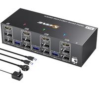 YOUTINGHDAV KVM Switch 3 PC 3 moniteurs 8K @ 60Hz, 4K @ 144Hz, Switch KVM triple moniteur 2 Displayport + 1 HDMI Partager 4 ports USB 3.0 Souris, Clavier, Wired Remote(8K DP HD 3 in 3 out KVM)