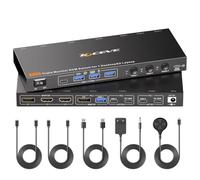 YOUTINGHDAV KVM Switch 3 PC 3 Monitor USB C, KVM Switch for 2 Laptops&1 PC | 4K@60Hz, 1080P@60Hz, MST for USB C &DP, Share 4 USB 3.1 Ports, 10Gbps, PD 100W(4K USB-C DP HDMI 3 in 3 Out)