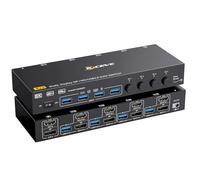 YOUTINGHDAV KVM Switch 4 PC 2 Moniteurs DisplayPort HDMI, USB 3.0 Commutateur KVM 4 PC 2 moniteurs 8K @ 60Hz 4K @ 144Hz Partageant Clavier, Souris, Wired Remote(8K DP HD 4 in 2 out KVM)