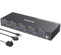 YOUTINGHDAV KVM Switch 4 PC 2 Moniteurs DisplayPort USB 3.0 Switch KVM 4 PC 2 Moniteurs 4K @ 144Hz Partageant clavier, souris et imprimante, télécommande filaire (4K DP 4 in 2 out KVM)