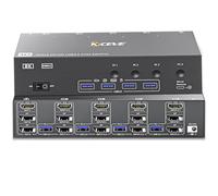 YOUTINGHDAV KVM Switch 4 PC 3 Moniteurs 8K@60Hz 4K@144 Hz, USB 3.0 KVM Switch Triple Monitor 2 Displayport + HDMI for 4 PC Partageant Clavier, Souris, Wired Remote(8K DP HD 4 in 3 out KVM)