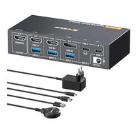 YOUTINGHDAV KVM Switch 4 Ports 1 Moniteur USB C DP HDMI, EDID USB 3.0 KVM Switch 4 PC Partage Clavier Souris et 1 HDMI Monitor 4K@60Hz, Wired Remote(4K USB C DP HD 4 in 1 out KVM)
