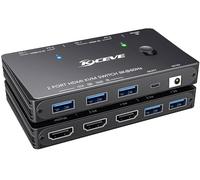YOUTINGHDAV KVM Switch HDMI 8K@60Hz 4K@120Hz, KVM Switch 2 PC 1 Moniteur HDMI2.1 avec 3 USB3.0 Ports, HDR 10, HDCP 2.3, Télécommande filaire, Adaptateur secteur 12V(8K HD 2 in 1 out KVM)
