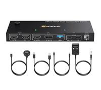 YOUTINGHDAV KVM Switch Laptop PC 2 Moniteur, KVM Switch 2 PC 2 Monitor USB C DP HDMI Partage 4 USB 3.0 Ports, 4K@60Hz, MST, PD 60W, Wired Remote(4K USB C DP HDMI 2 in 2 out KVM)