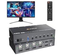 YOUTINGHDAV Switch KVM Quad View 4 ports HDMI, Commutateur KVM Multi View, 4 PC partagent 1 écran, Souris, Clavier, Synchronisation, Mode PIP, 4K@30 Hz, Comprend une télécommande sans fil